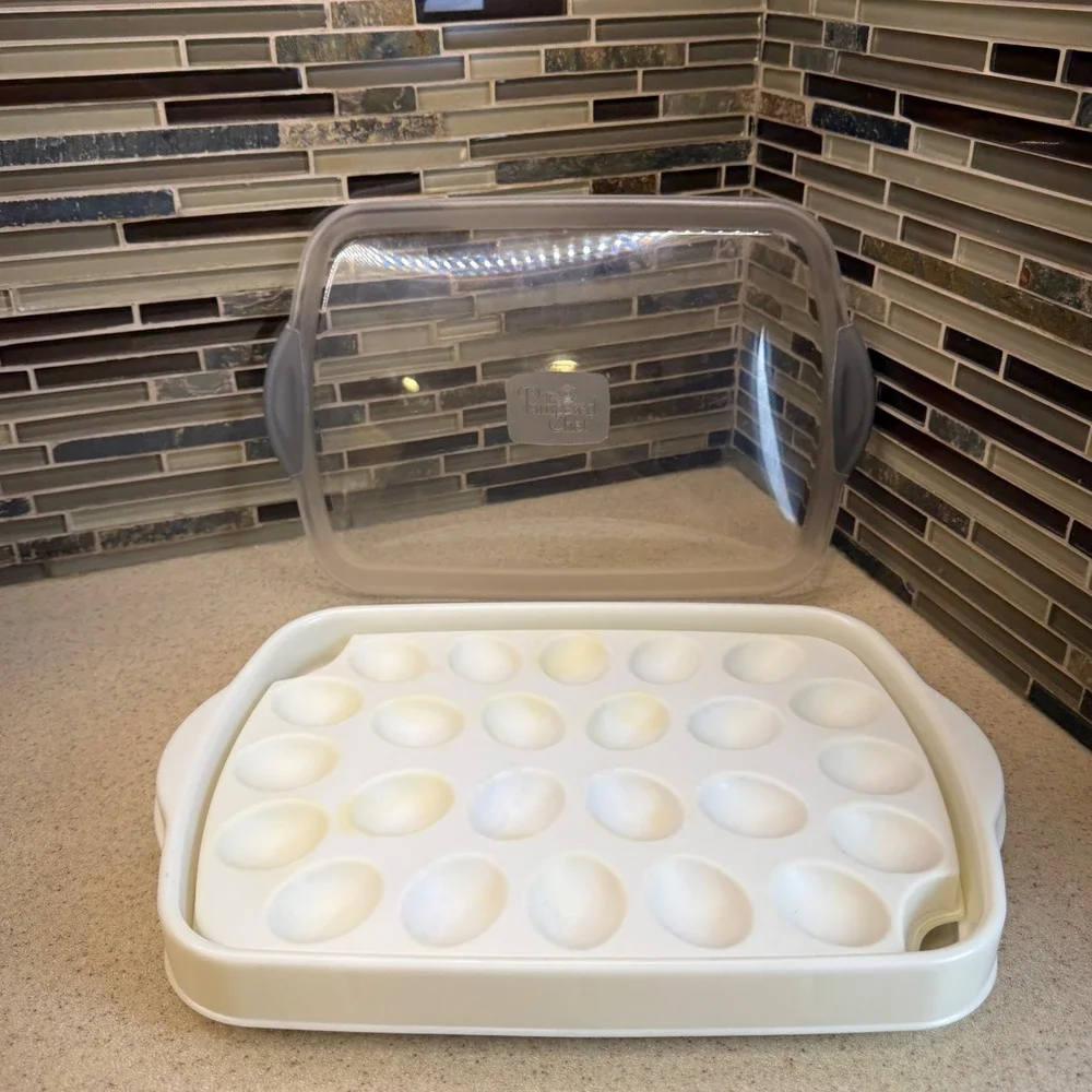 Pampered Chef Chillzanne Rectangle Server 2781 Egg Tray/ Veggie Platter Complete